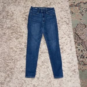 American Eagle Blue Super Stretch Skinny Jeans - 4 SHORT